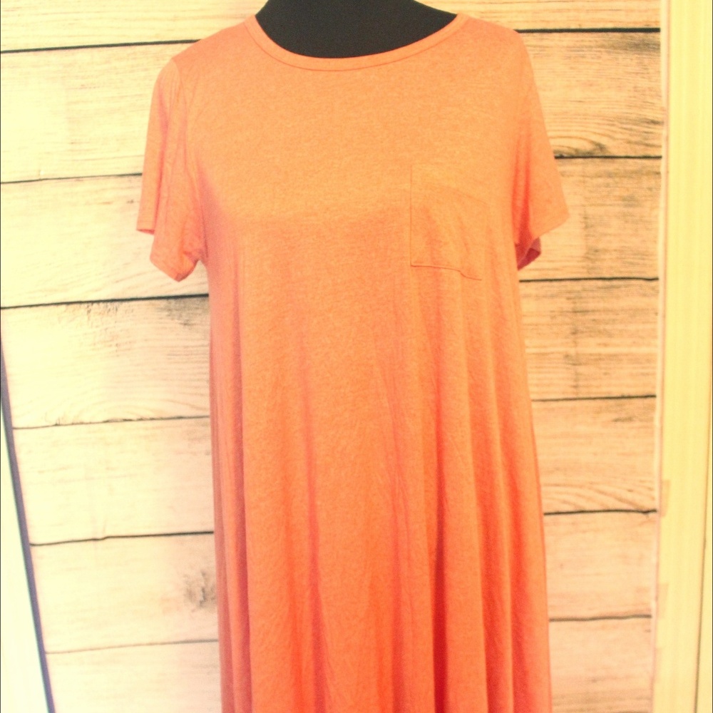 EUC Solid Pink Medium LulaRoe Carly Shirt Dress